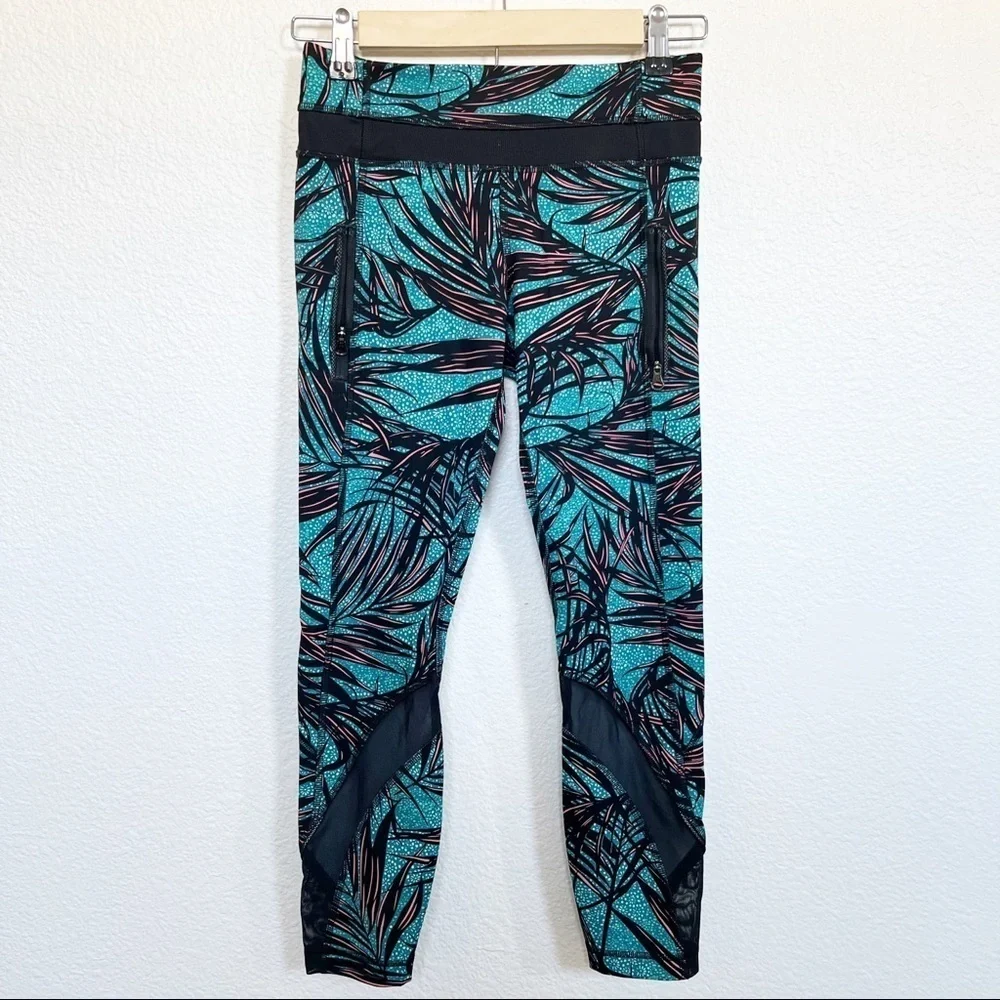 Lululemon- Inspire Crop II In Palm Lace Tofino Teal Multi- 4